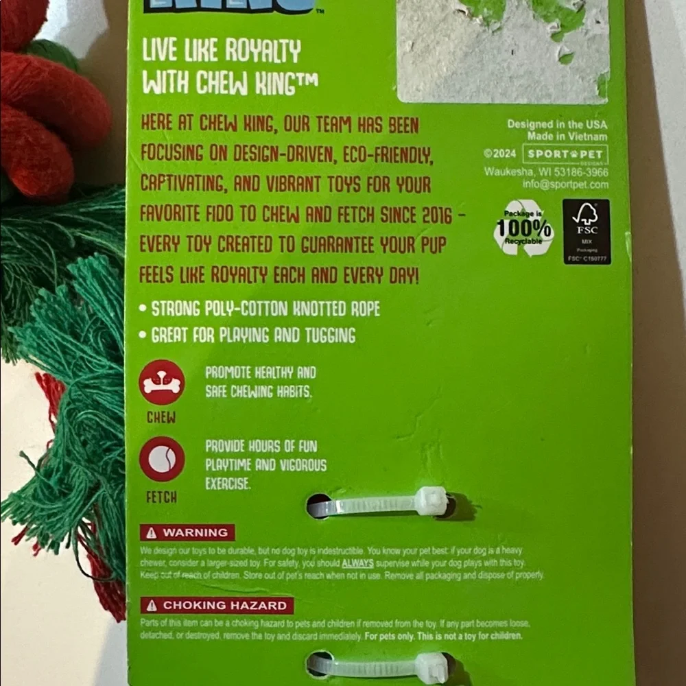 Chew King Large Dog Rope Toy Christmas